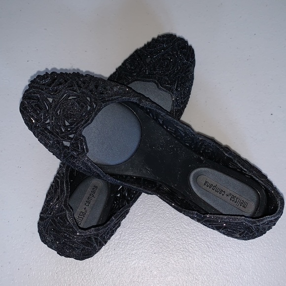 Melissa Shoes - ❗️NWOT Melissa Glitter Black Rose Flats Size 7